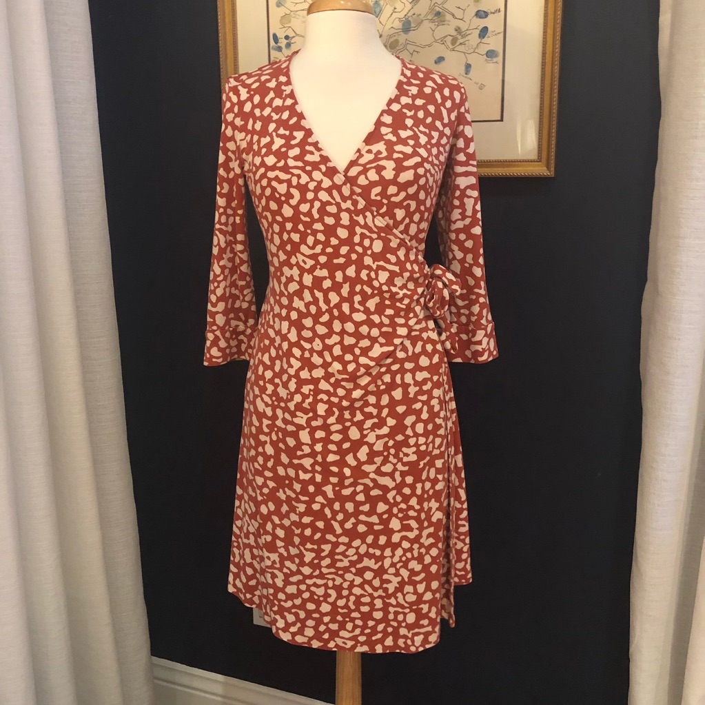 Dvf Julianetta Red/White Wrap Dress P (Xs)